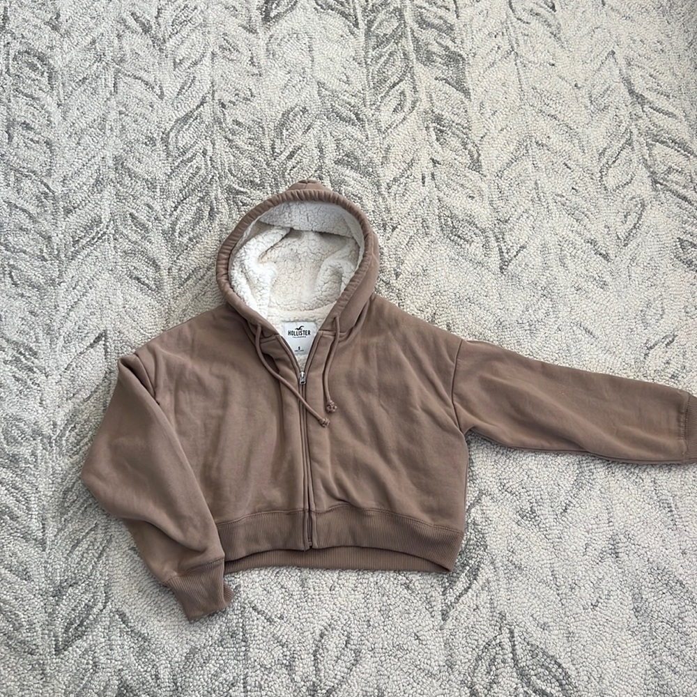 Hollister hoodie, light brown, fleece lined